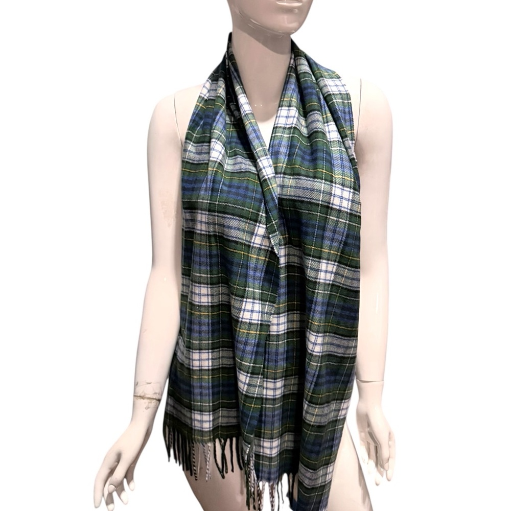Land’s End soft tartan Plaid Green and‎ Blue holiday Scarf